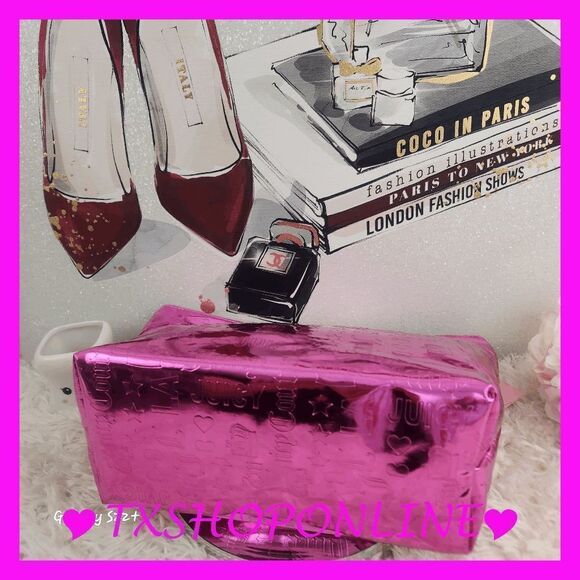 ❣️❣️{ Juicy Couture } Hot Pink Logo Large Makeup Pouch💄💄 NWT - Picture 2 of 5